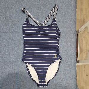 Nautica Navy Striped One Piece Swimsuit